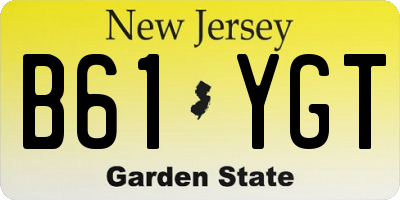 NJ license plate B61YGT