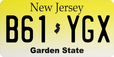 NJ license plate B61YGX