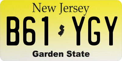 NJ license plate B61YGY