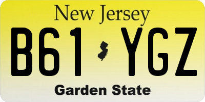 NJ license plate B61YGZ