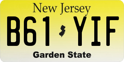 NJ license plate B61YIF