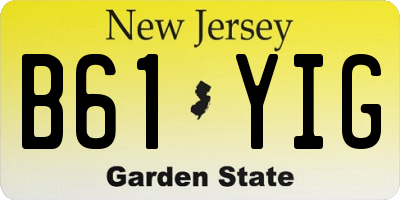 NJ license plate B61YIG