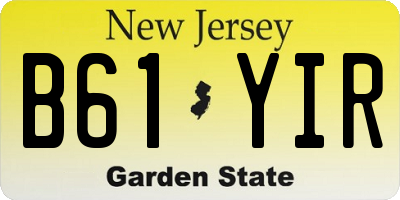 NJ license plate B61YIR