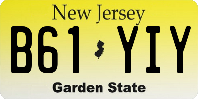 NJ license plate B61YIY