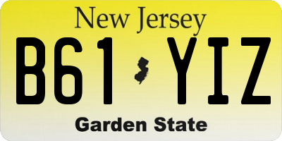 NJ license plate B61YIZ