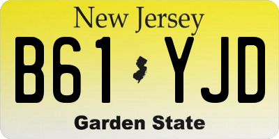 NJ license plate B61YJD