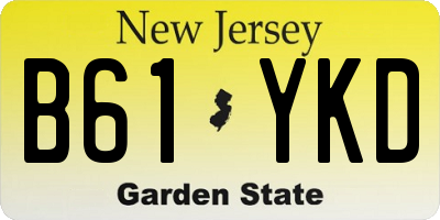 NJ license plate B61YKD