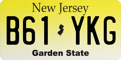 NJ license plate B61YKG