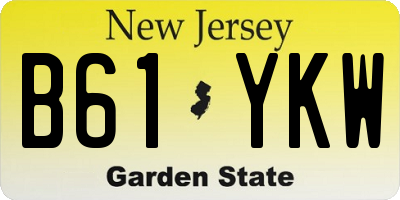 NJ license plate B61YKW