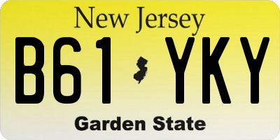 NJ license plate B61YKY