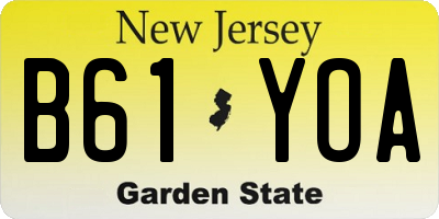 NJ license plate B61YOA