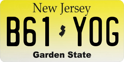 NJ license plate B61YOG