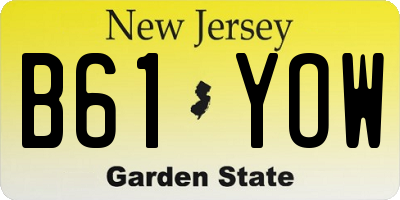 NJ license plate B61YOW
