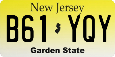 NJ license plate B61YQY