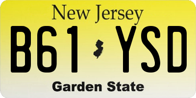 NJ license plate B61YSD