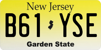 NJ license plate B61YSE