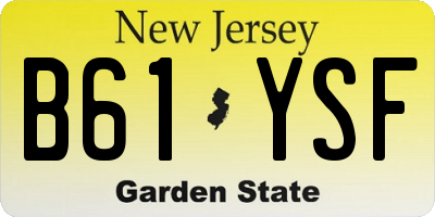 NJ license plate B61YSF