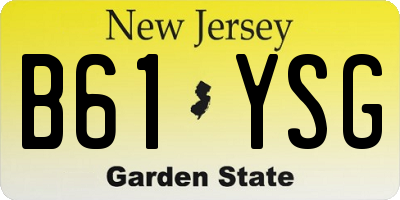 NJ license plate B61YSG