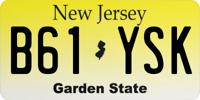 NJ license plate B61YSK