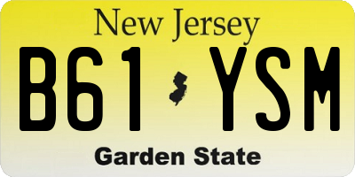 NJ license plate B61YSM