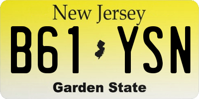 NJ license plate B61YSN