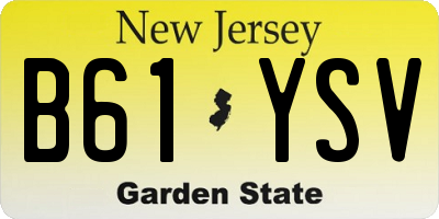 NJ license plate B61YSV