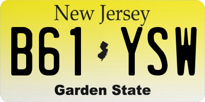 NJ license plate B61YSW
