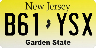NJ license plate B61YSX