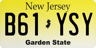 NJ license plate B61YSY