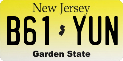 NJ license plate B61YUN