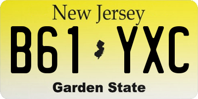 NJ license plate B61YXC