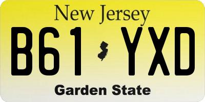 NJ license plate B61YXD