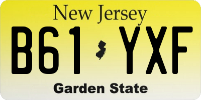 NJ license plate B61YXF