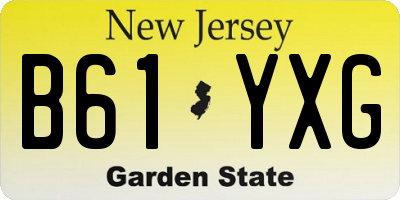 NJ license plate B61YXG