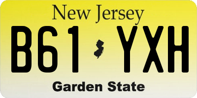 NJ license plate B61YXH