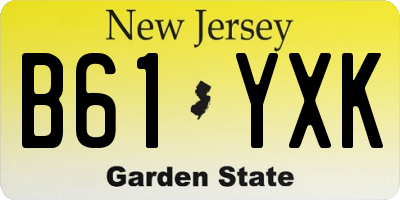 NJ license plate B61YXK