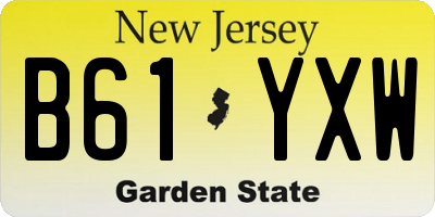NJ license plate B61YXW