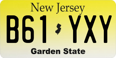 NJ license plate B61YXY
