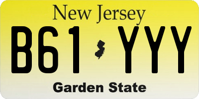 NJ license plate B61YYY