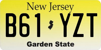 NJ license plate B61YZT