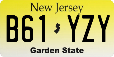 NJ license plate B61YZY
