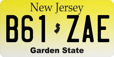 NJ license plate B61ZAE