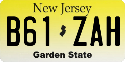 NJ license plate B61ZAH