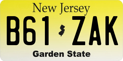 NJ license plate B61ZAK