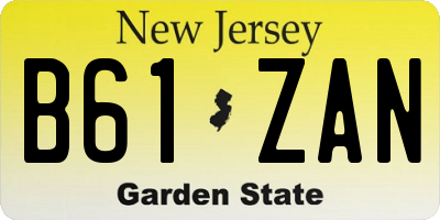 NJ license plate B61ZAN