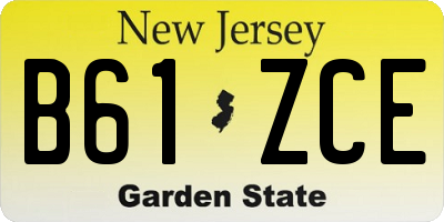 NJ license plate B61ZCE