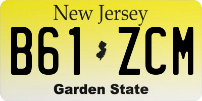 NJ license plate B61ZCM