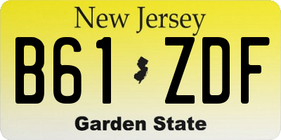 NJ license plate B61ZDF
