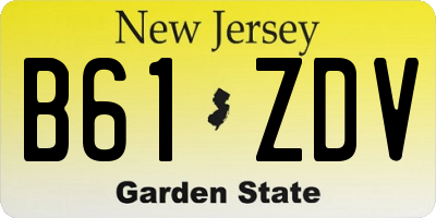 NJ license plate B61ZDV