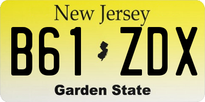NJ license plate B61ZDX